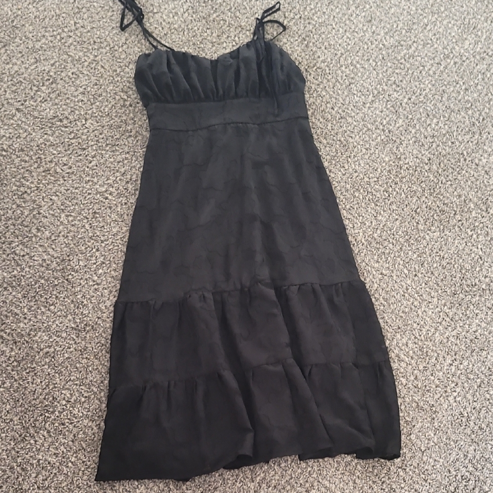 Speechless Black Ruffled Spaghetti Strap Midi Dress
